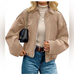 🆕Faux Suede Fashion Open Front Cropped Jacket